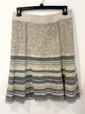 Marc Cain Striped Wool Knit Knee Length Skirt sz M